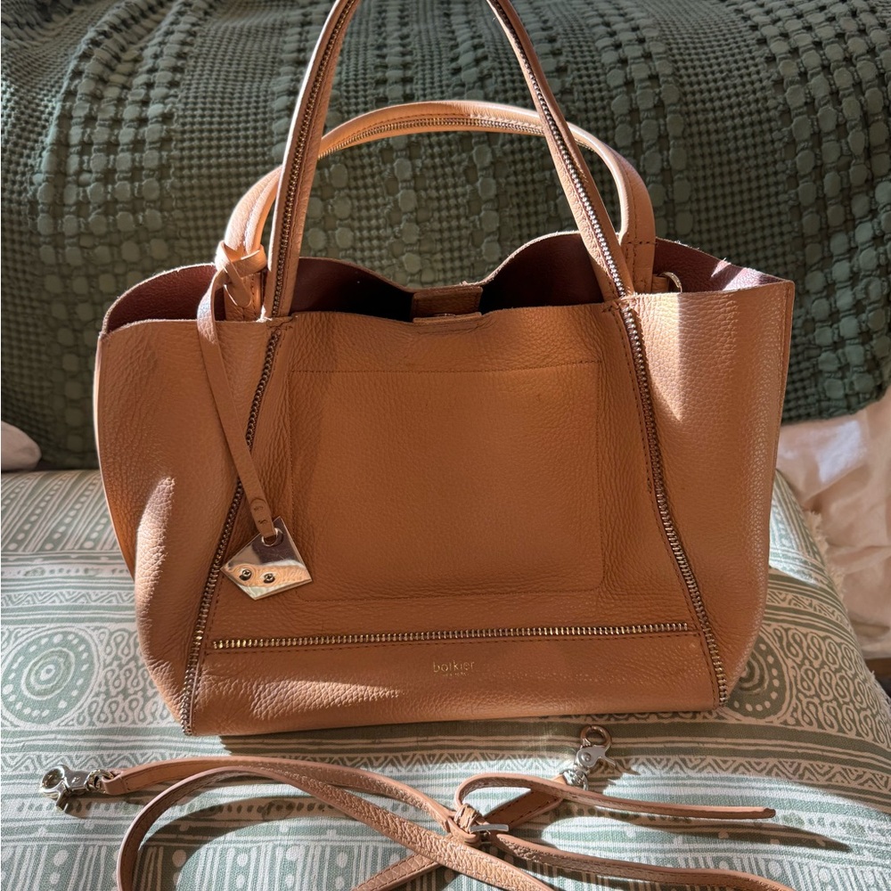 Botkier SoHo Pebbled Camel Leather Convertible Crossbody Handbag Pristine